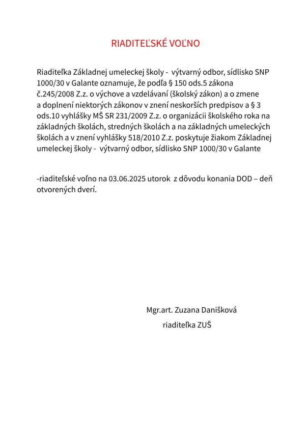 RIADITEĽSKÉ VOĽNO